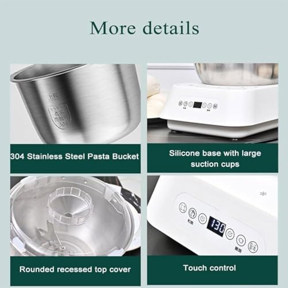 FURLOU Amasadora de Masa Completamente automática, batidora de Masa Vertical eléctrica de 5 litros, Amasado rápido de 15 Minutos, Gancho para Masa y batidora para la mayoría de los Cocineros caseros