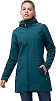 Vista 1 de 33,000ft Chaqueta de Lluvia Impermeable para Mujer de Softshell Largo con Capucha y Forro de Forro Polar, Cortavientos