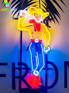 Queen Sense 21"x12" Las Vegas Cowboy Neon Sign Light Lamp with HD Vivid Printing Tech Artwork A120LVCBVVD
