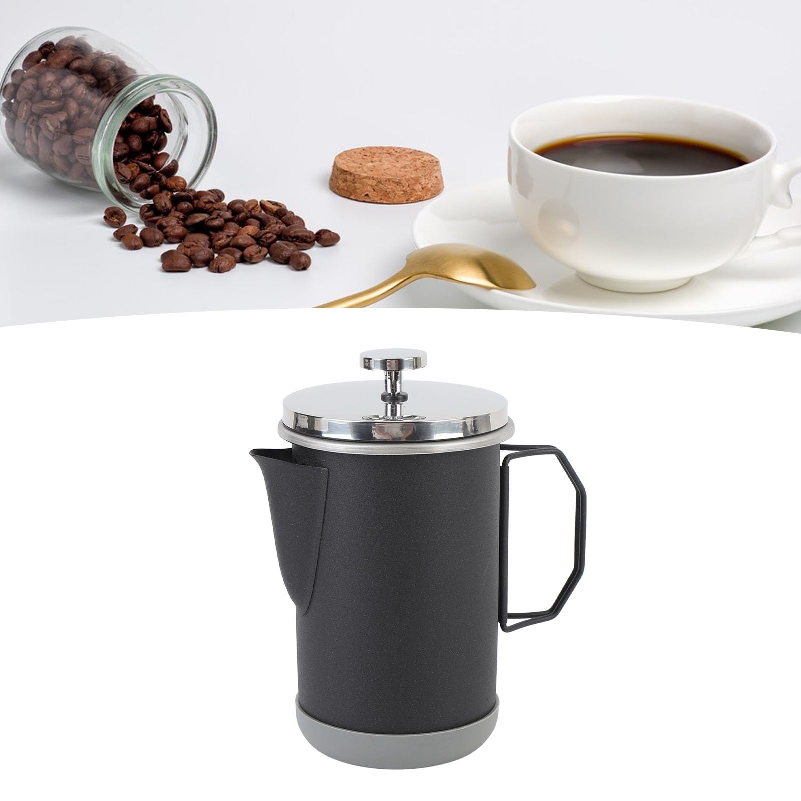 aqxreight de Prensa Francesa Coffee Press French Press Acero Inoxidable PRESIÓN French Portable 1000ml con Tecnología Avanzada de Presión de Filtro para la Oficina de Viajes para Acampar (BLACK)