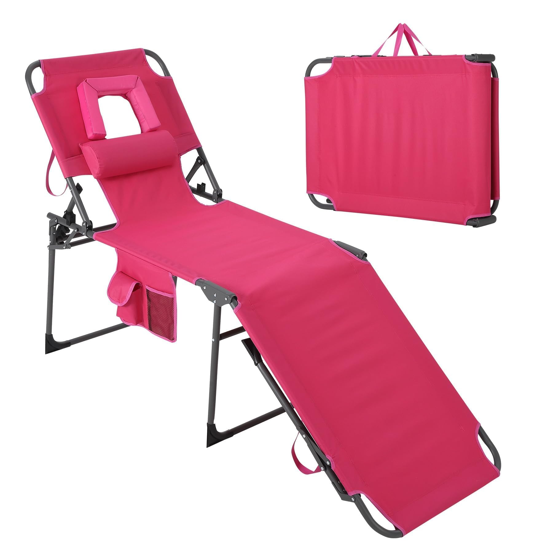 Garvee Bain de Soleil Transat de Plage Pliable Appuie-Tête, 5 Positions