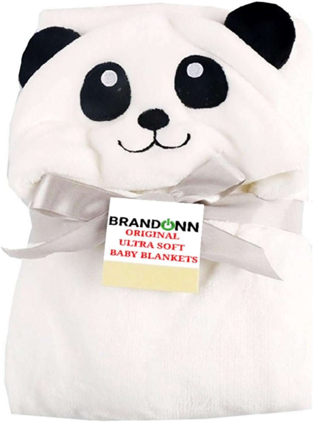 BRANDONN All in 1 Ultrasoft Luxury Panda Hooded Funny Caps Wrapper/Bath Towel/Blanket for Babies (White)