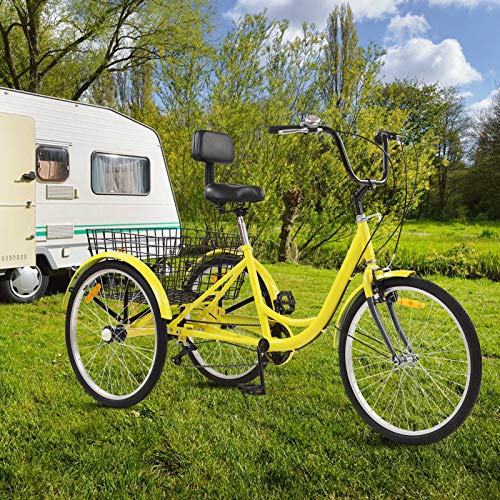 Adult Tricycles 7 Speed, Adult Tricycle Trikes 24/26 inch 3 Wheel Bikes, Three-Wheeled Bicycles Cruise Trike with Shopping Basket for Seniors Women Men, Men\'s Women\'s Cycling Exercise Recumbent Bike - Thumbnail 3