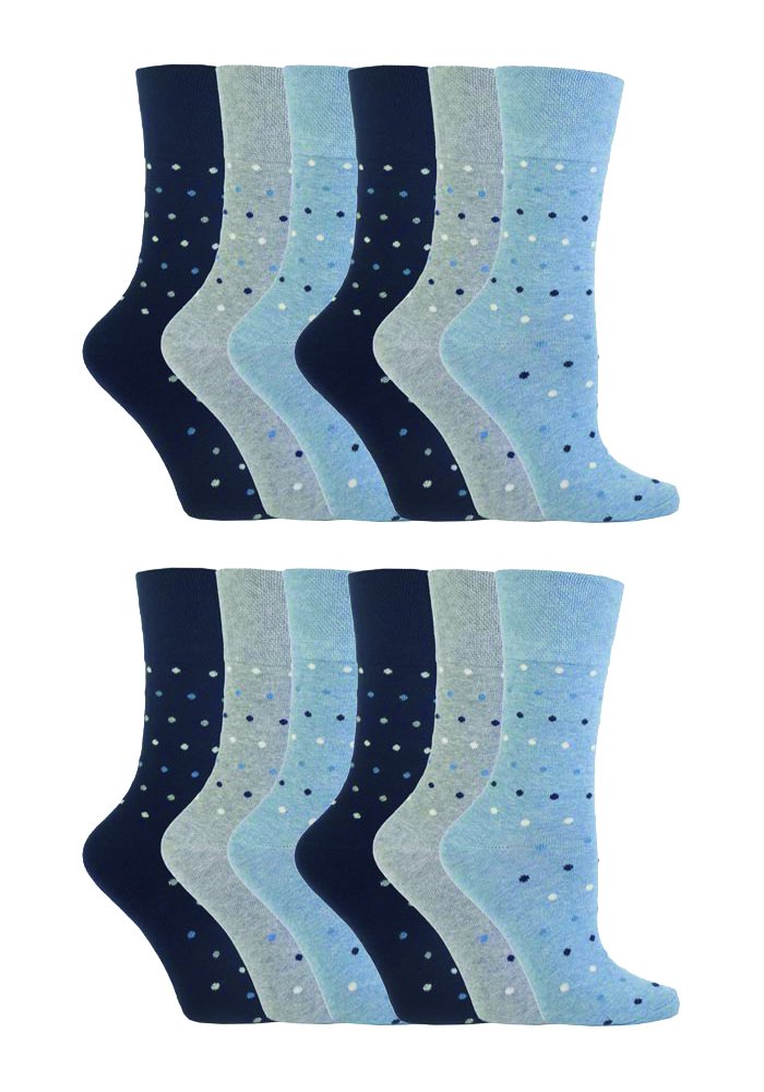 Sockshop Women's Denim 12 Pairs Cotton Gentle Grip Socks 4-8 Uk, 37-42 Eu Polka Dots Gg49