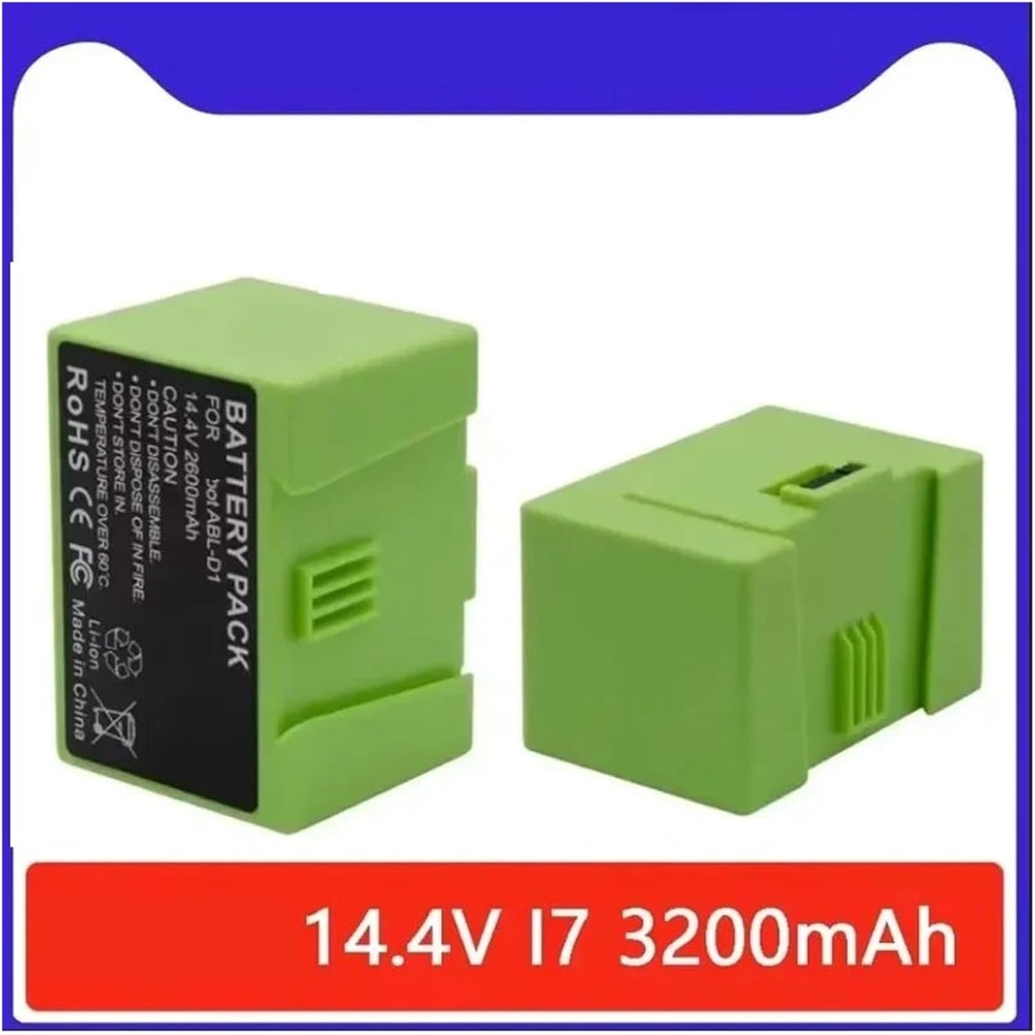 14.4V 2600mAh/3200mAh Robot Vacuum Cleaner Battery Pack, Compatible With Roomba E And I Series I7, E5 7150 7550, I3 3150, I3 3550, I4 4150, I4 4624864，Clean The Parts(2600mAh)