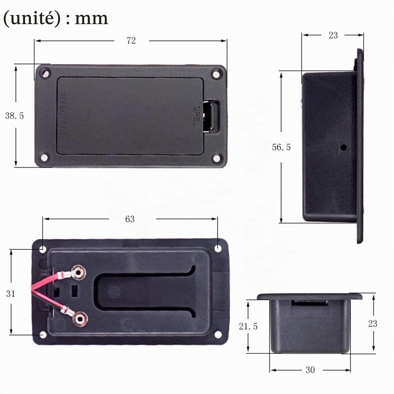 9V batterie couvercle batterie cas compartiment pour la guitare basse accessoires