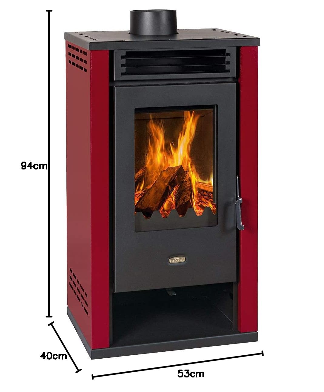 EEK A+ piec kominkowy Prity K2 GT Bordeaux, odporny na działanie stałego ognia – 8,1 kW