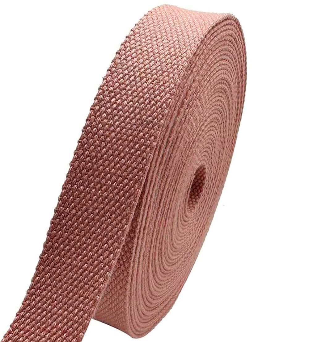1 Inch Webbing Strap – Heavy Duty Polyester Cotton-Like Tape, 5.5–6 Yards, Eco-Friendly Dye, Washable & Durable for DIY, Sewing, Tote Bags, Pet Leashes, Outdoor Gear (Smoky Pink)