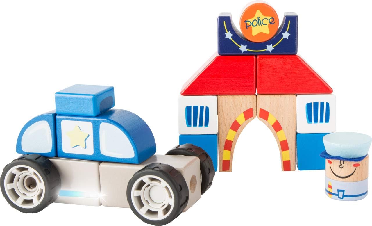 Small Foot Wooden Toys Police Construction Set with Sound - Designed for Kids, Ages 2 & Up