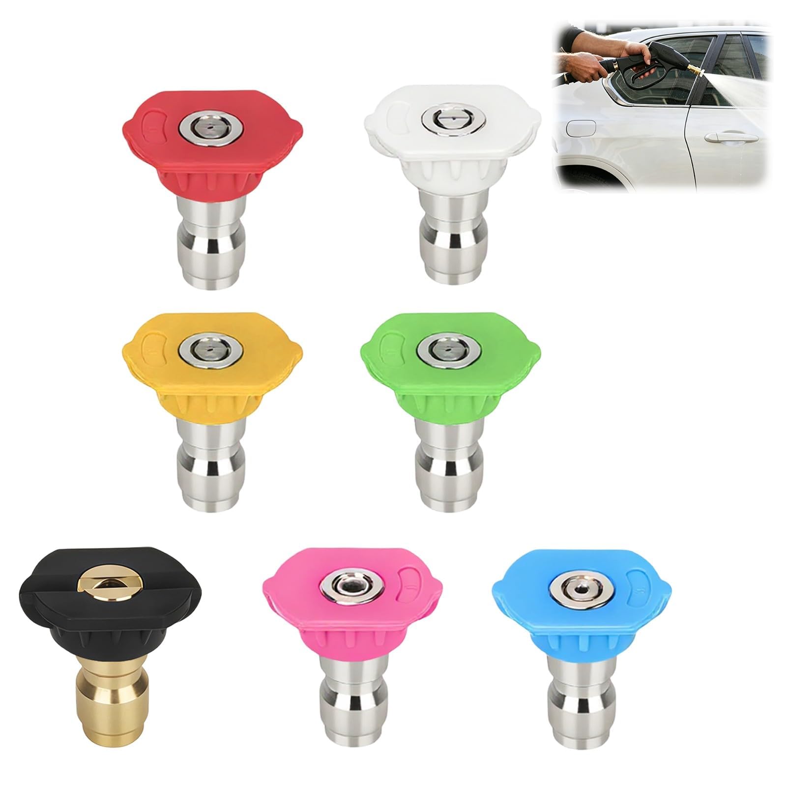 7 pcs Pressure Washer Spray Nozzle Tips 1/4" Quick Connect, 2.5 GPM