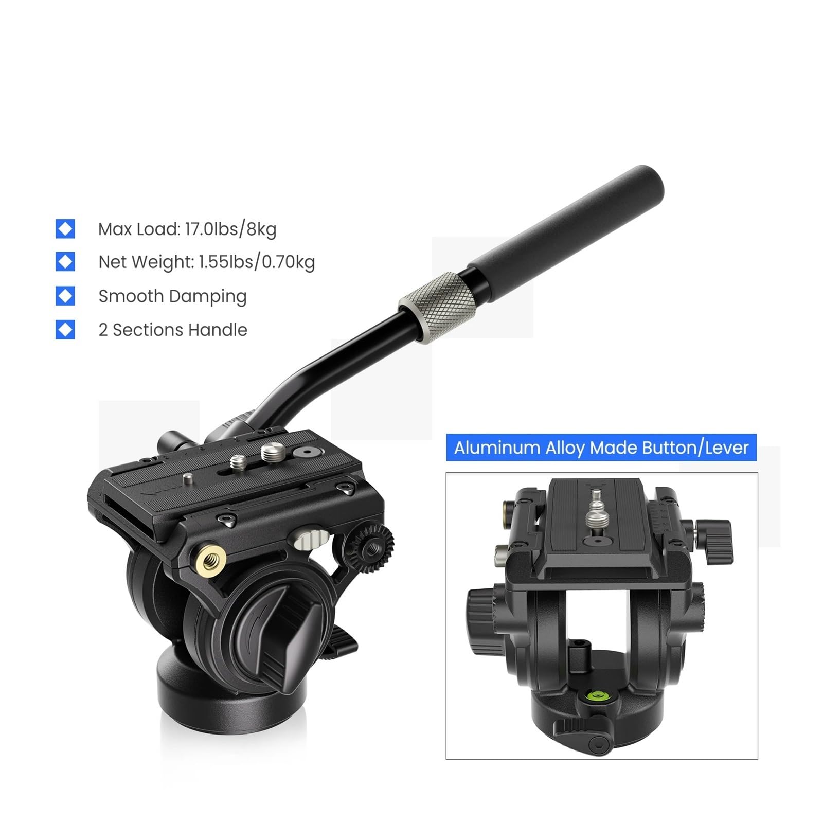 Testa for treppiede video idraulico fluido da 8 kg