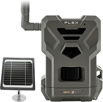 spypoint flex dual sim cellular trail camera 33mp photos 1080p videos with sound and on demand photovideo requests gps enabled with 5w 12v solar pa