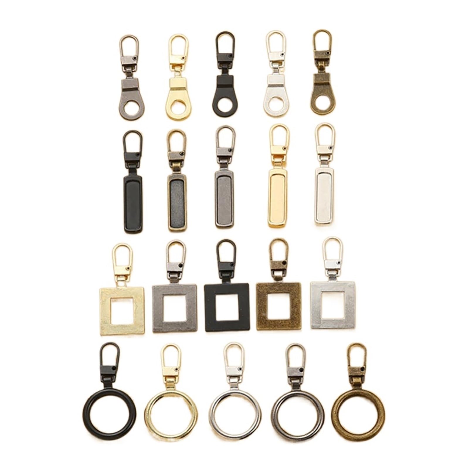 Zieh für Nylonspulen -Reißverschlüsse Metall Reißv 5-teiliger Reißverschluss-Schieber-Abzieher, sofortiger Reißverschluss-Reparatursatz, Ersatz for Reisetasche, Koffer(Gold 5pcs03)