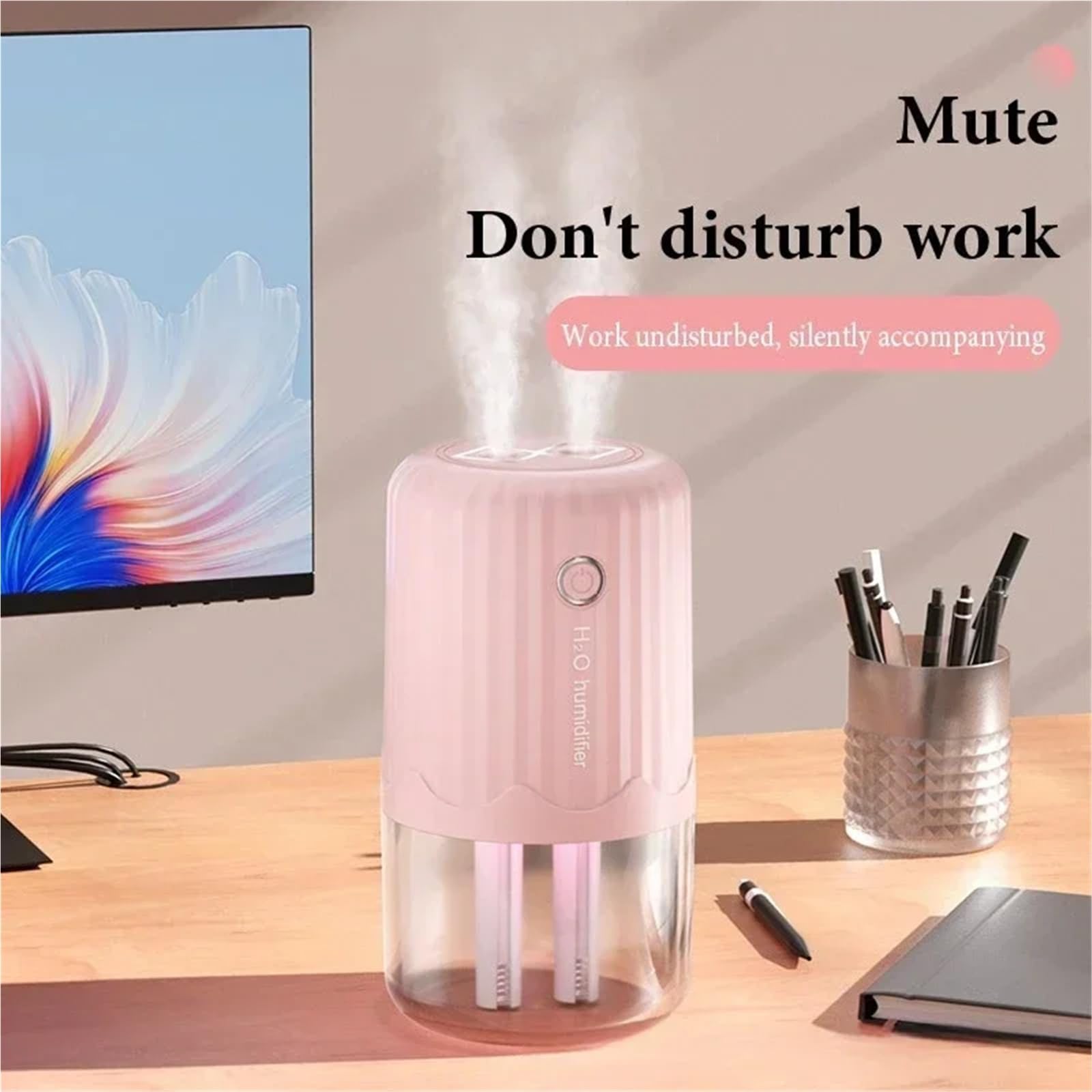 Umidificatore, Umidificatore USB A Doppio Spruzzo Di Grande Capacità, Macchina For Incenso Silenziosa Da Scrivania For Ufficio E Casa, Luce Notturna per Casa e l'ufficio(Purple)