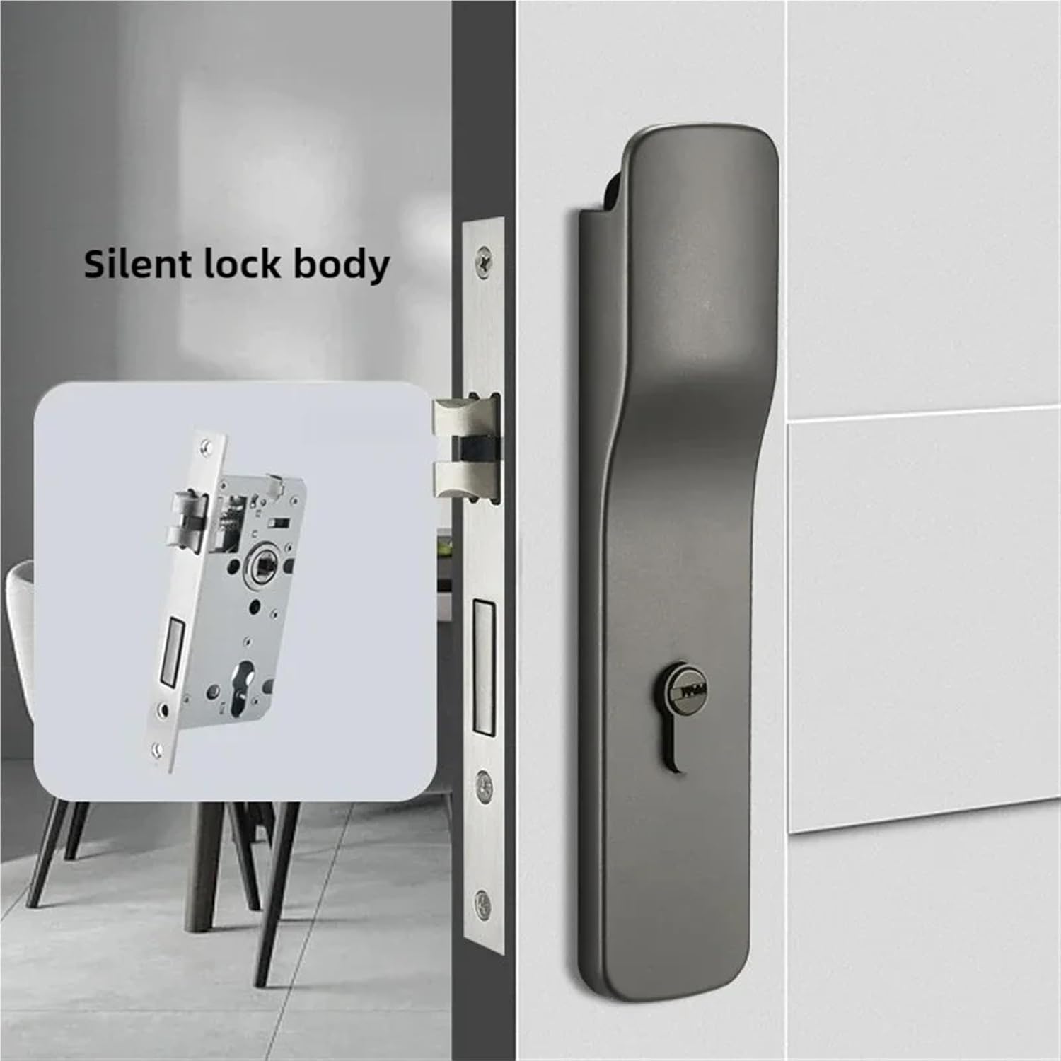 Magnetic/Silent Indoor Solid Wood Door Hidden Handle Press Lock 1Pcs(Black+White)