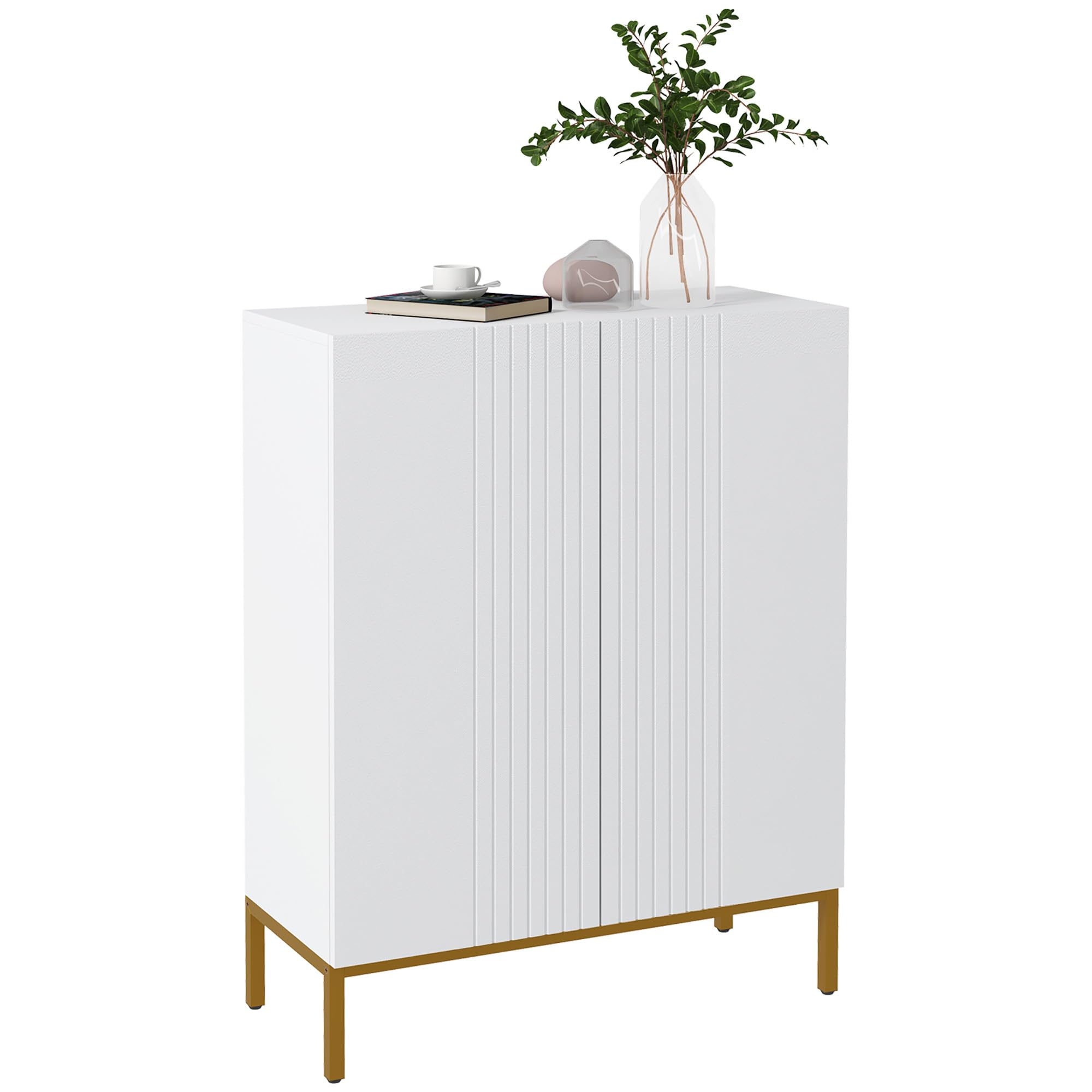 HOMCOM Meuble à Chaussures 20 Paires Armoire Portes à Fermeture Douce Blanc