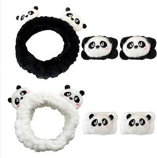 6PCS Panda Cute Spa Headband for Washing Face Skincare Headband Wristbands