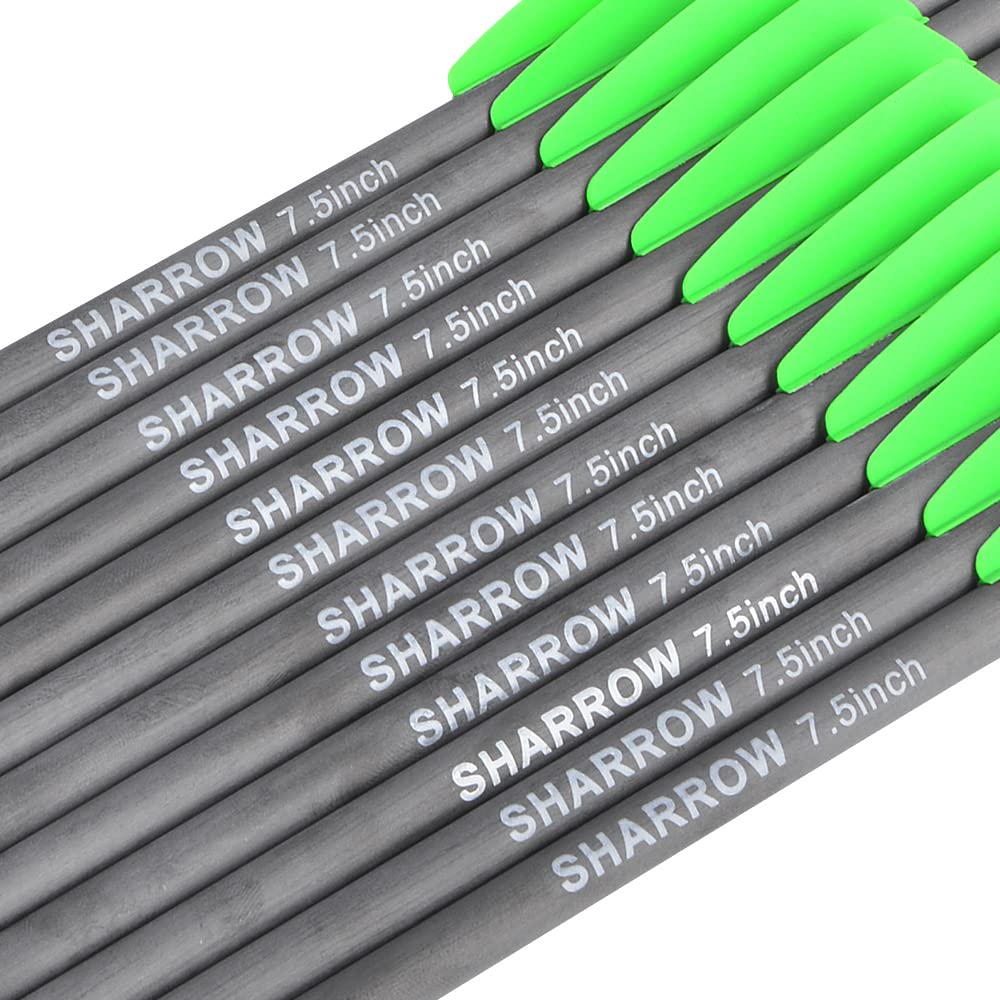 SHARROW 12/24P 7.5/15 Pouces Tir à l'arc Flèches Arbalète en Carbone Boulons Arbalète Flèches de Chasse avec Boulons à Fort Impact Flèches Courtes pour Arbalète Flèches en Carbone pour Arbalète