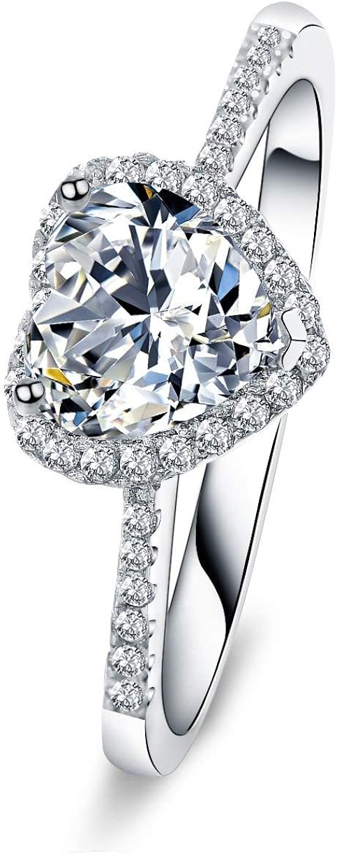 Women's White Gold Plated CZ Crystal Engagement Rings Best Promise Rings Anniversary Wedding Bands for Lady Girl