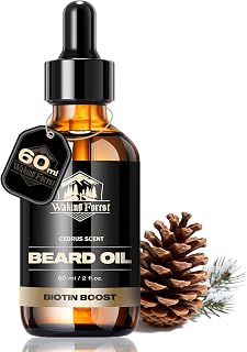 Waking Forest Beard Oil for Men Beard Conditioner, Cedarwood Scent 2 Fl oz | Biotin Mustache Oil with Vitamin E, Rosemary, Castor & Argan Oil, Strengthens, Moisturizes, Softens Rough Hair and Adds Shine