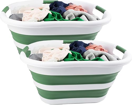 SAMMART Cesta plegable de plástico para la ropa sucia de 40 L (10.5 galones), contenedor de almacenamiento plegable y organizador, tina de lavado