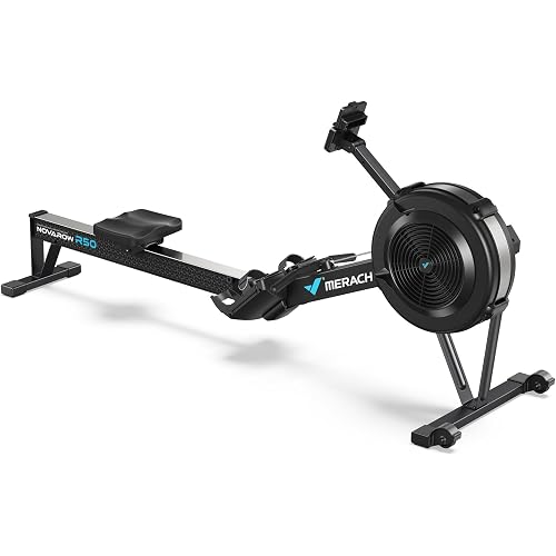MERACH Professional Indoor Rowing Machine, Adjustable Air Resistance Rowing Machines for Home, Ergonomic Comfort Seat, Performance Monitor and Device Holder, Easy Storage