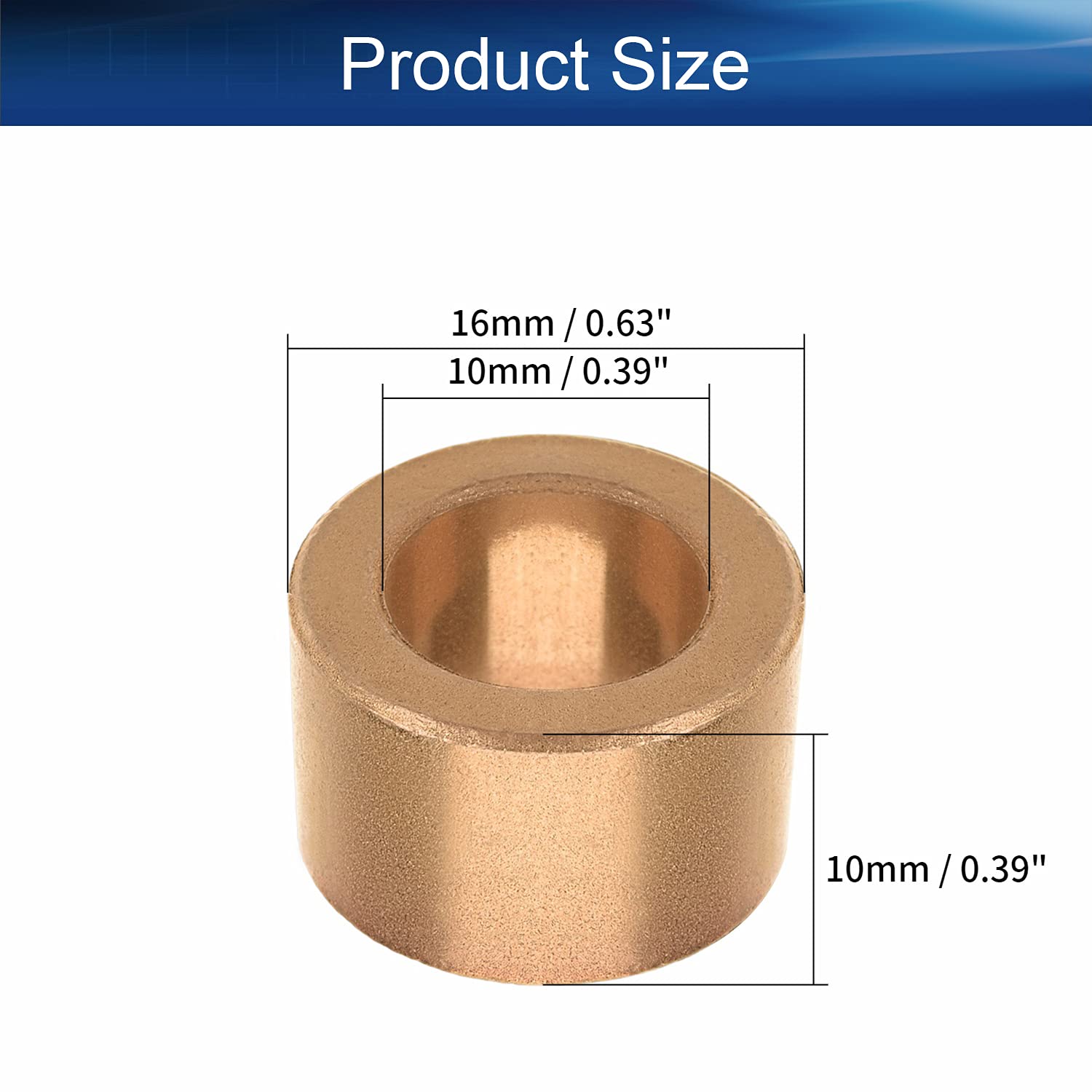 Bettomshin 3Pcs Bearing Sleeve,10mm Bore 16mm OD 10mm Length, Plain Bearings Self-lubricating Bearing for Sliding Parts of Machinery, Printing Presses, Textile Machines