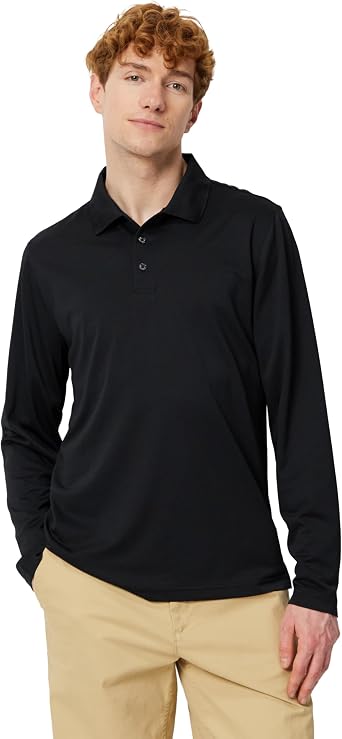 Amazon Essentials Mens Slim Fit Long Sleeve Quick Dry Golf Polo Shirt