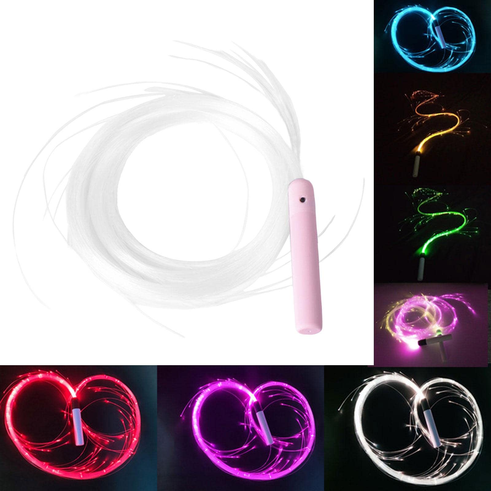 Fouets Toy Space Fouets 7 Modes D'effet de Couleur LED Lumineuses Fouets à Fibres Optiques pour Jouets Lumineux Concerts Festival de Musique, Rose