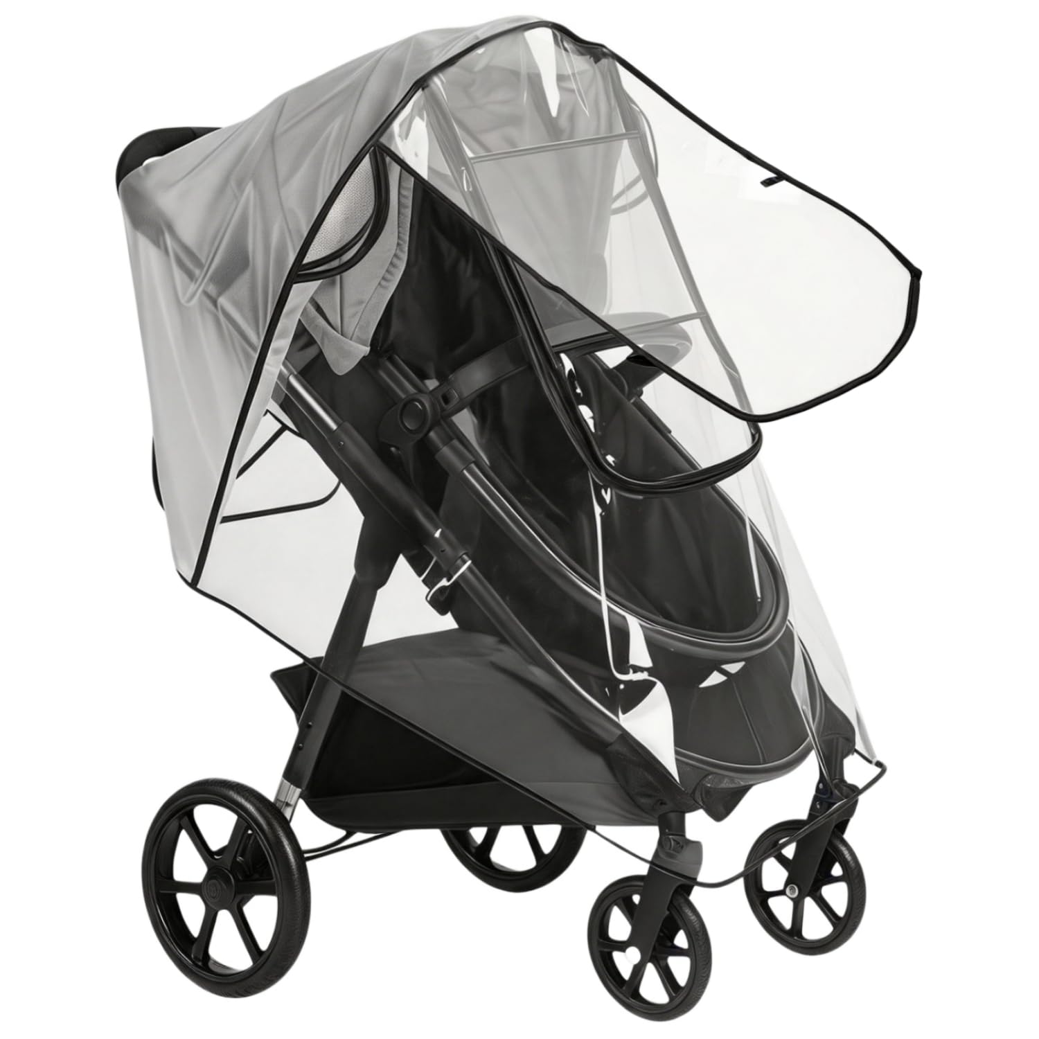 Plastico Lluvia Silla Paseo Universal – Doble protección impermeable | Protector Lluvia Carro Bebe Universal con Gran Ventana y Cremallera Impermeable – EVA de Calidad Alimentaria, Transpirable