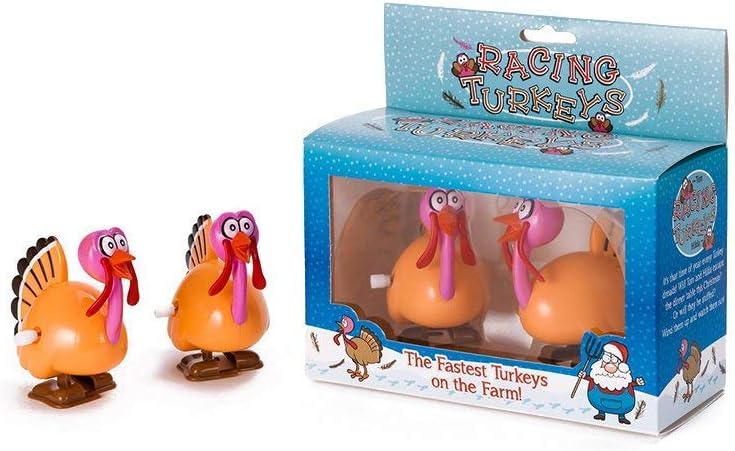 Diabolical Racing Turkeys Funny Christmas Wind Up Toys, Novelty Stocking Fillers for Him or Her, Under 10 Pounds