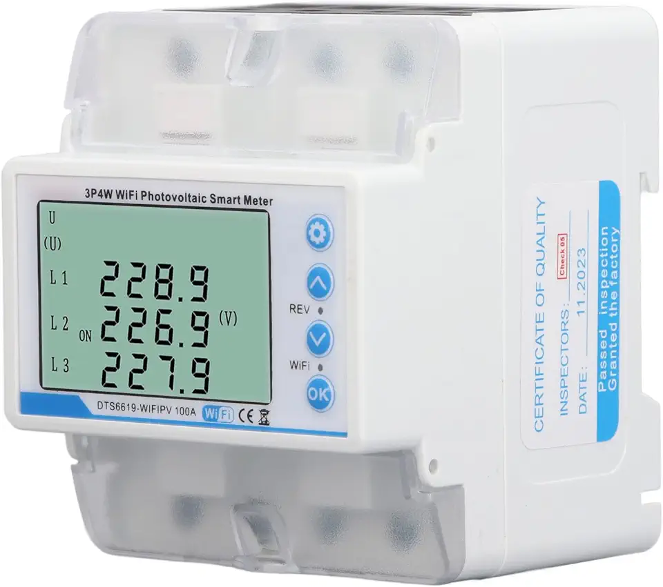 Medidor de Energia Inteligente WiFi Trifásico Din Rail, Monitor de Energia Doméstica 60-300V 100A, Temporizador de Disjuntor Bidirecional de Medidor de Energia Com Aplicativo Tuya