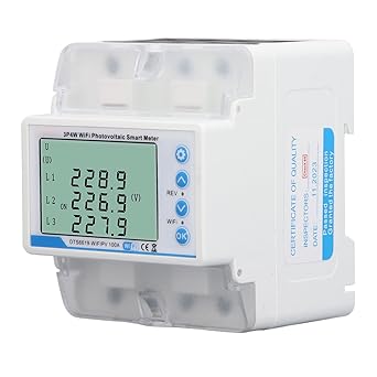 3 Phase Din Rail Smart Energy Meter, 60?300V 100A Home Energy Monitor, 4W Bidirectional Power Meter Circuit Breaker Timer with Tuya App Control, Voltage Current