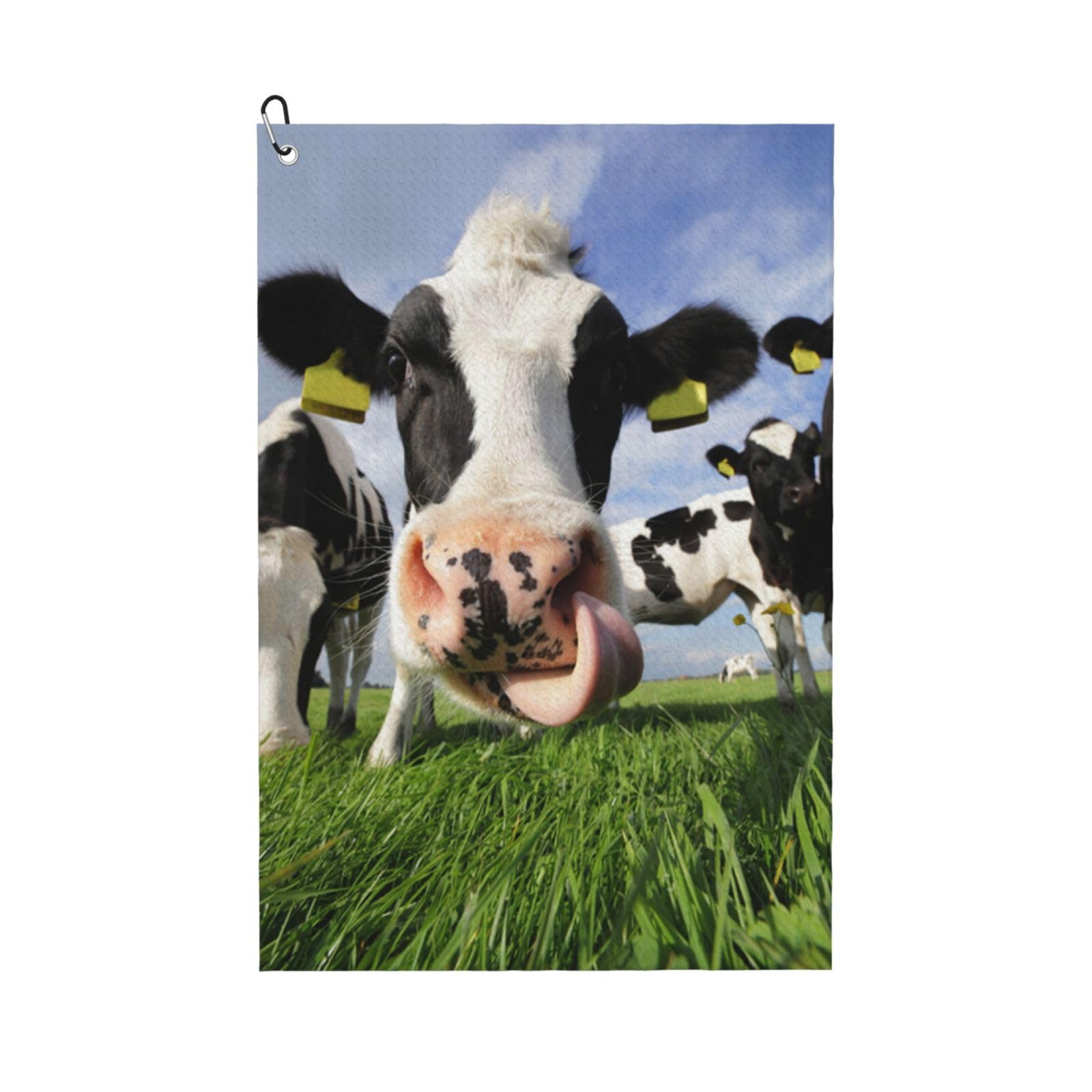 Hnnkloy Dutch Cows, 16x24 in Portable Waffle Golf Towels with Carabiner Clip for Golf Bag