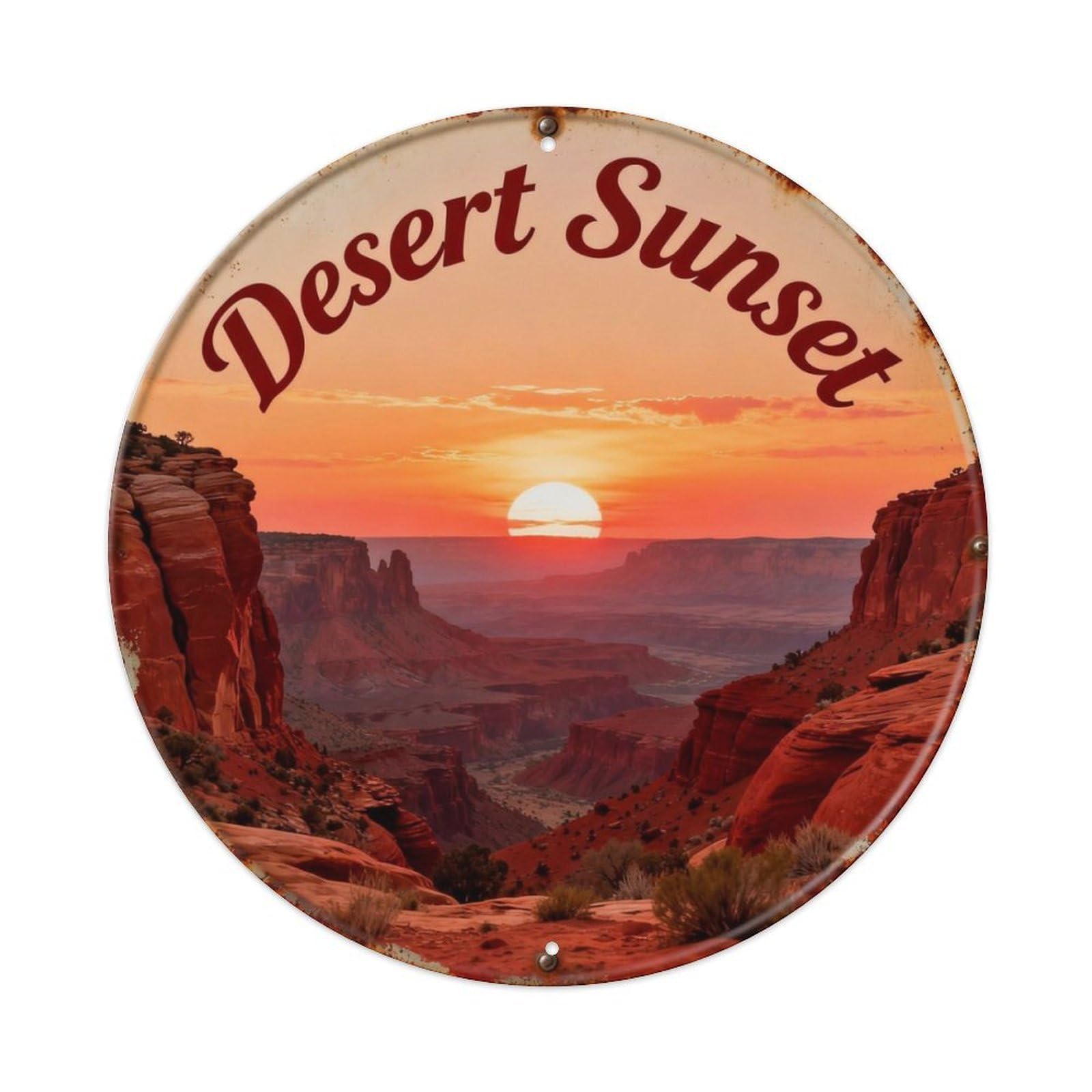 Desert Sunset Metal Tin Sign Plaque