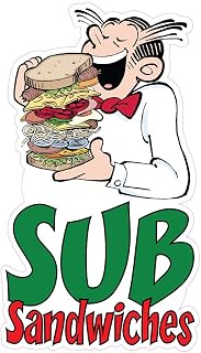 Food Truck Decals Sub Sandwiches Concession Restaurant Die-Cut Vinyl Sticker A1 & Sign 24 in on Longest Side