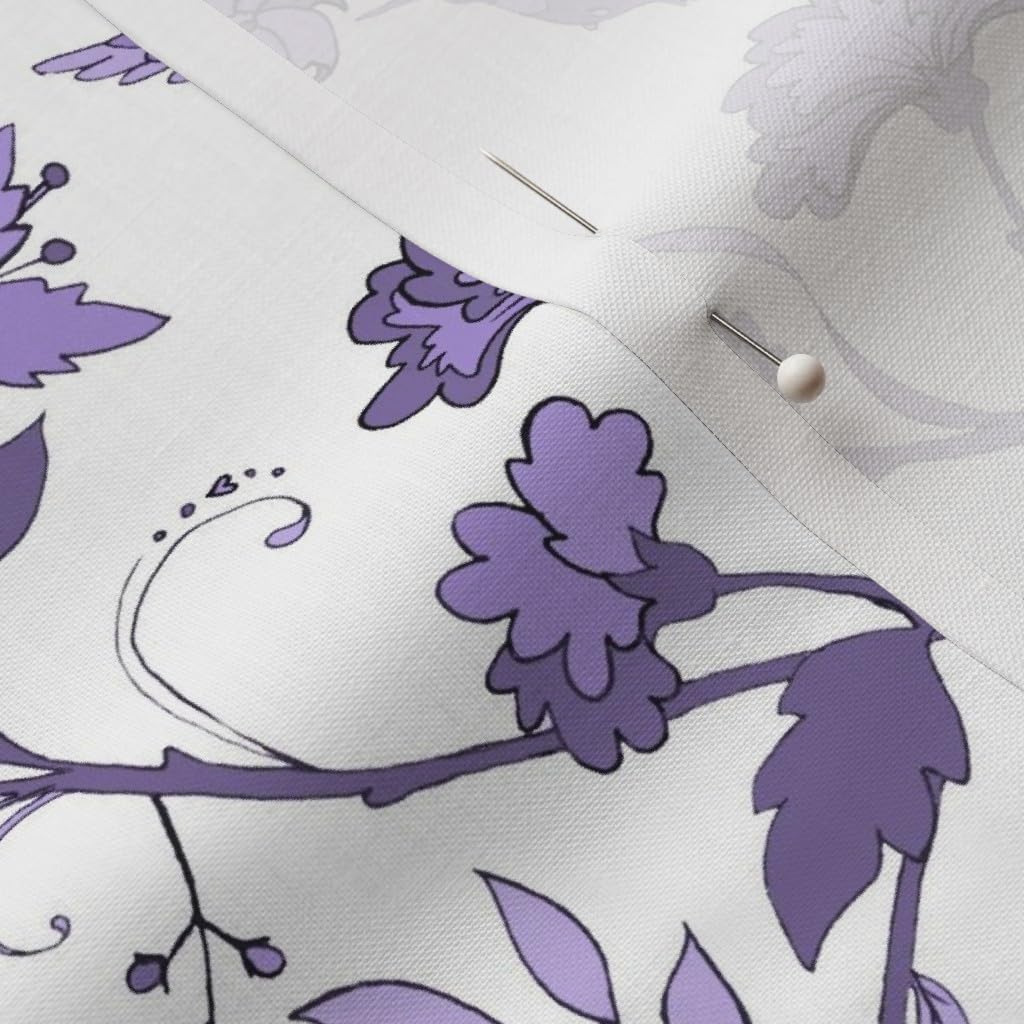Spoonflower Fabric - Regency Floral Victorian Vintage Purple Periwinkle Lavender Botanical Printed on Petal Signature Cotton Fabric Fat Quarter - Sewing Quilting Apparel Crafts Decor