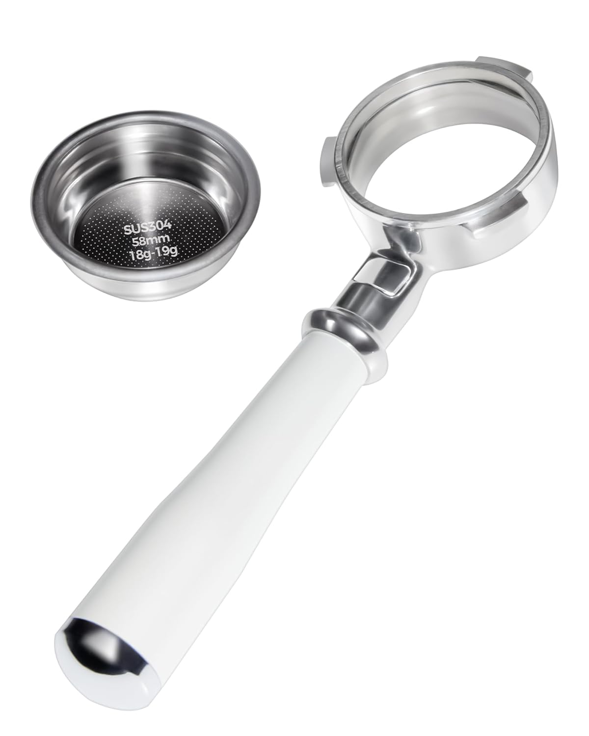 Tuni 58mm Bottomless Portafilter Fits E2 Espresso Machine 3 Ears Espresso Portafilter with 18g Filter Basket Stainless Steel