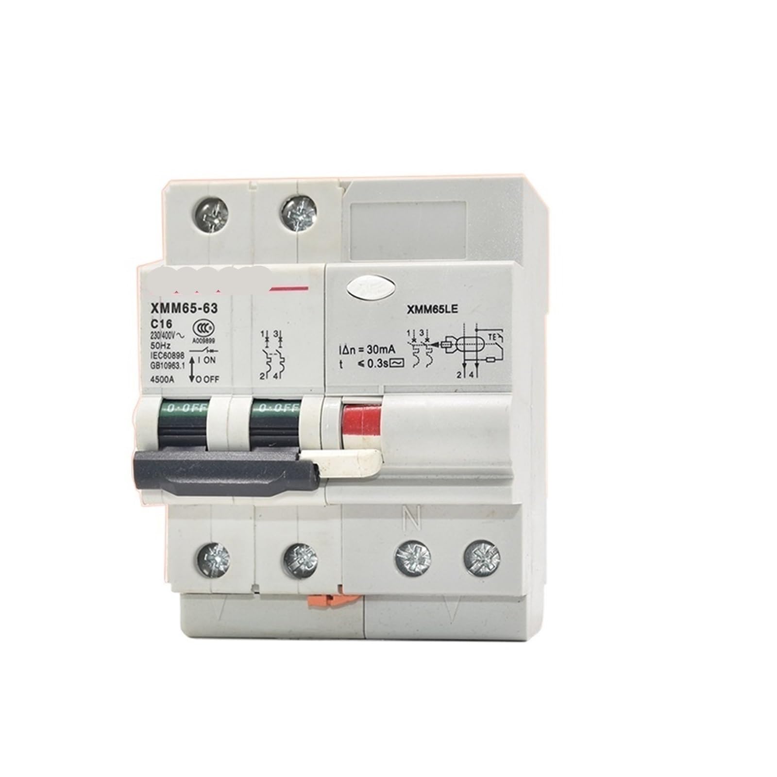 Protector de fugas 220V C65LE corta el suministro ante fallos y previene sobrecargas 1P 6A