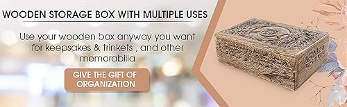 Miniatura 4 de DharmaObjects Triple Moon - Caja de almacenamiento de madera tallada a mano para joyería (luna triple, grande)