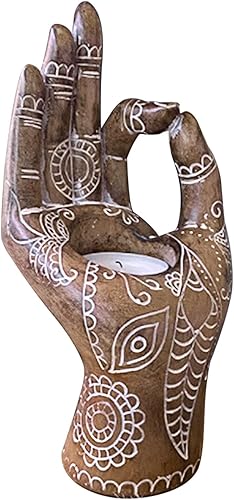 Portavelas de Buda, estatuas de decoración de mano Mudra, estilo budista zen decorativo, portavelas en forma de mano para el hogar, oficina, figuras