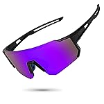 STORYCOAST Polarized Sports Sunglasses for Men Women,Bike Glasses Driving Fishing Cycling Mountain Bike Sunglasses UV400 Protection Black Frame-Purple Mirror Lens