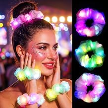 Urieo Light Up Scrunchies LED Hair Tie Glow in the Dark Hair Accessories for Women