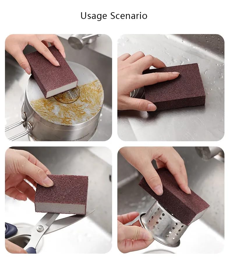 VIVITO Nano Carborundum Sponge Brush | Heavy-Duty Rust Remover & Kitchen Cleaner | No-Detergent Deep Cleaner | 3.9" x 2.7" x 1" | Descaling, Degreasing, Deep Cleaning for Pots, Pans | (Pack of 2)