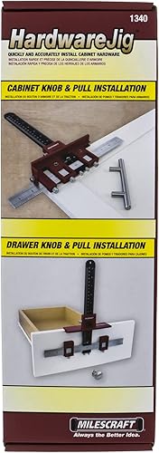 Miniatura 9 de Milescraft 1340 Plantilla de hardware para gabinete: guía de taladro ajustable para instalar rápidamente manijas de gabinete/cajón, perillas y