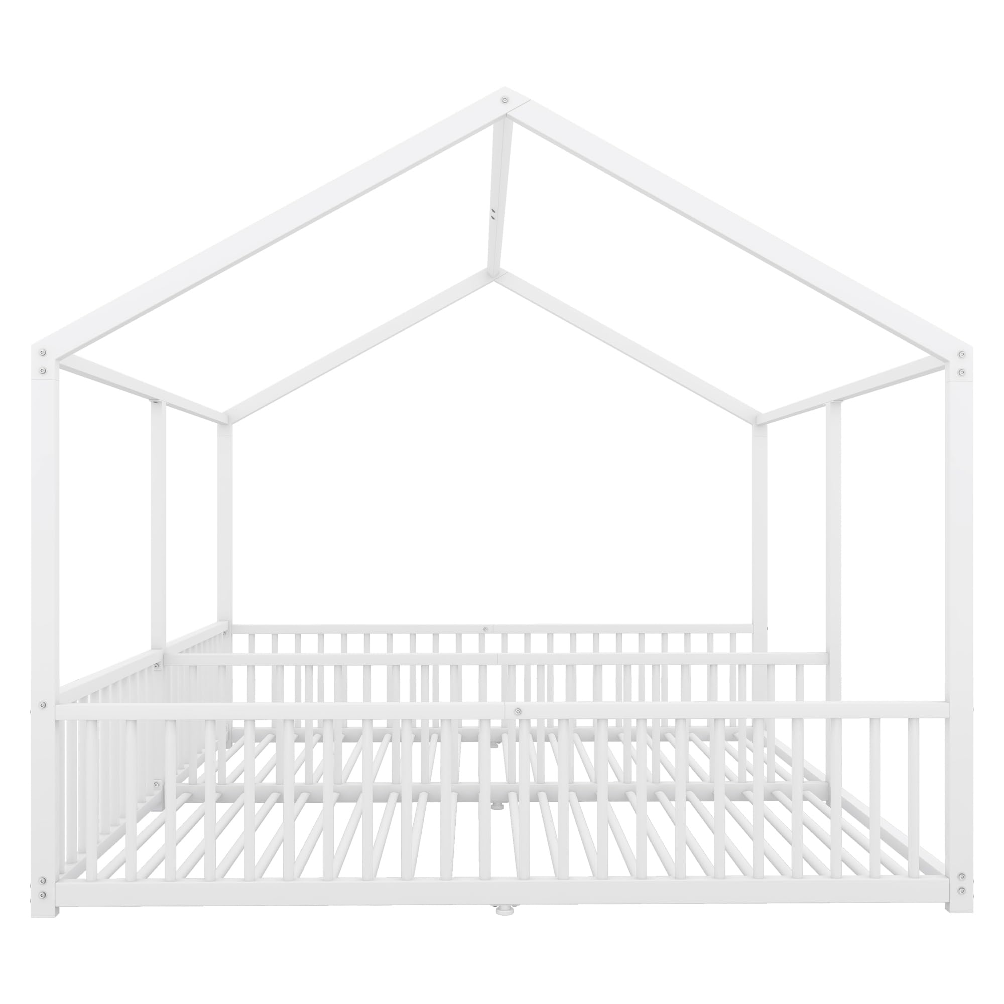 Letto per bambini 90 x 200 cm Due letti da 90 cm con protezione anticaduta, Letto a casa Letto a pavimento Letto gemellare con design a forma di casa, Letto per bambini Telaio in ferro