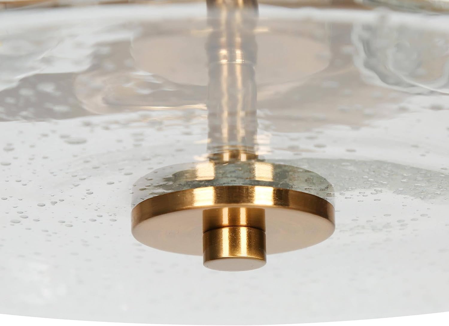 KSANA Gold Semi Flush Mount Ceiling Light, Modern 2-Light Close to Ceiling Light Fixture with Seeded Glass Shade and Electroplated Brass Finish for Hallway, Kitchen, Bedroom