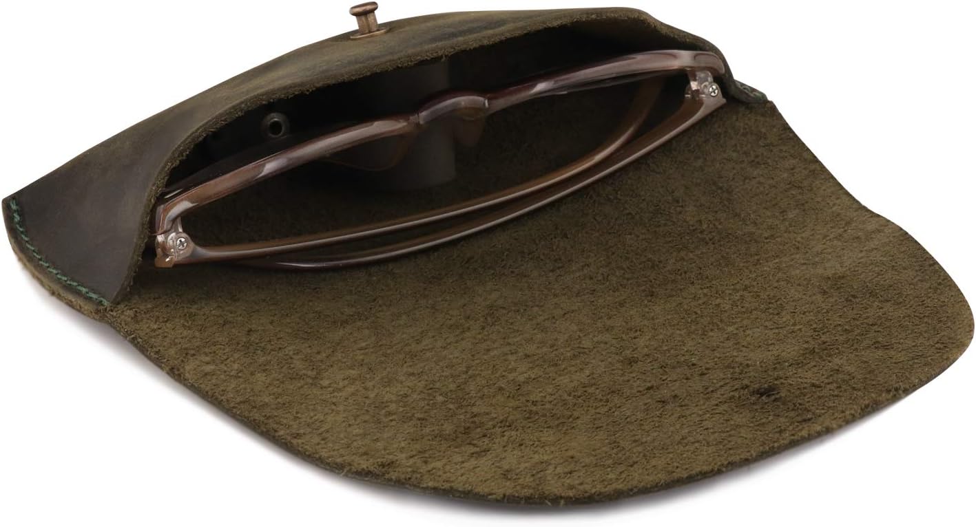 Londo Genuine Leather Eyeglasses & Sunglasses Case – Premium Leather Protective Case with Button Closure, Stylish & Durable Storage for Glasses - Image 2