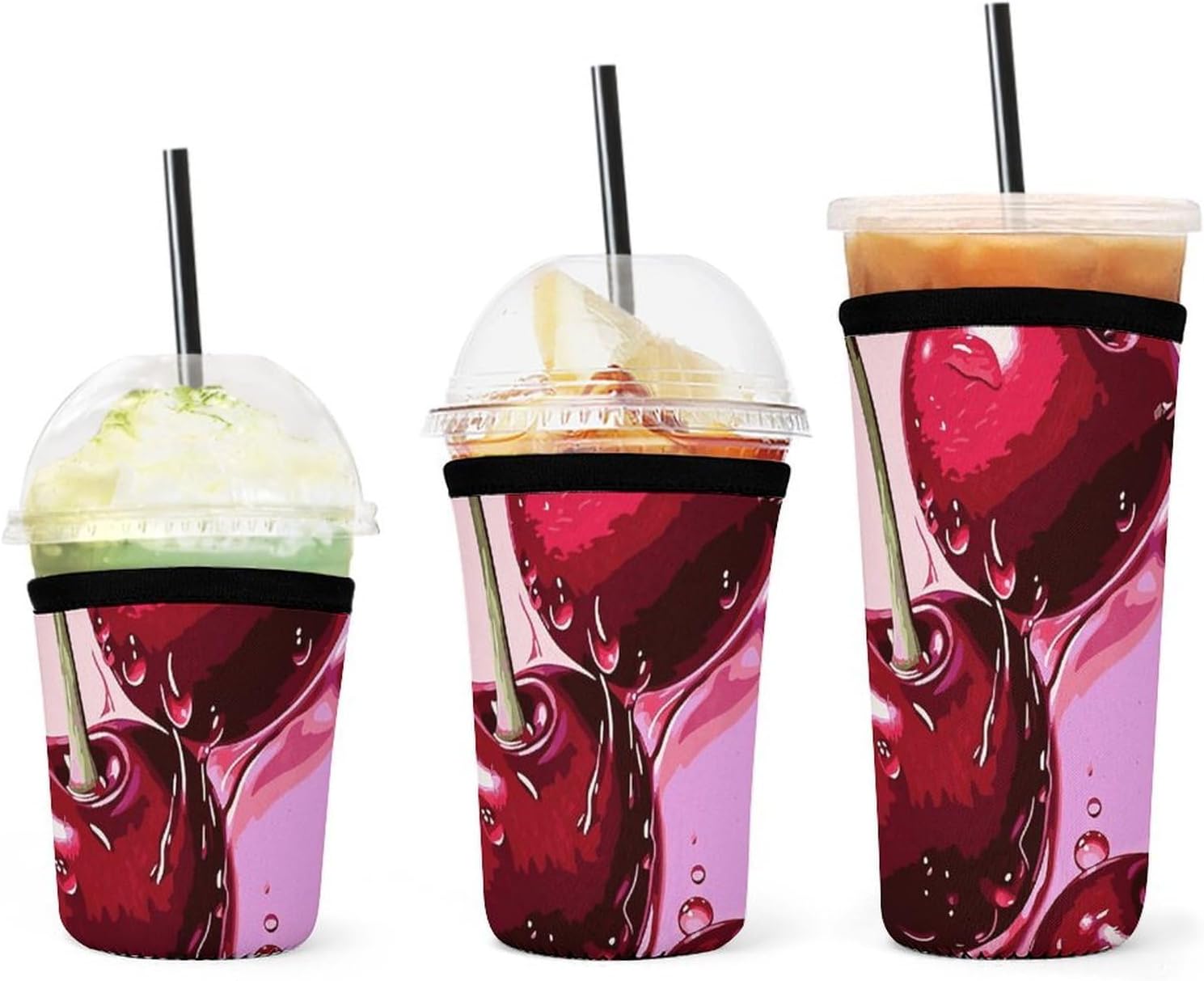 3 Pack Neoprene Cup Sleeves, Stretchy Reusable Drink Cup Cover Universal