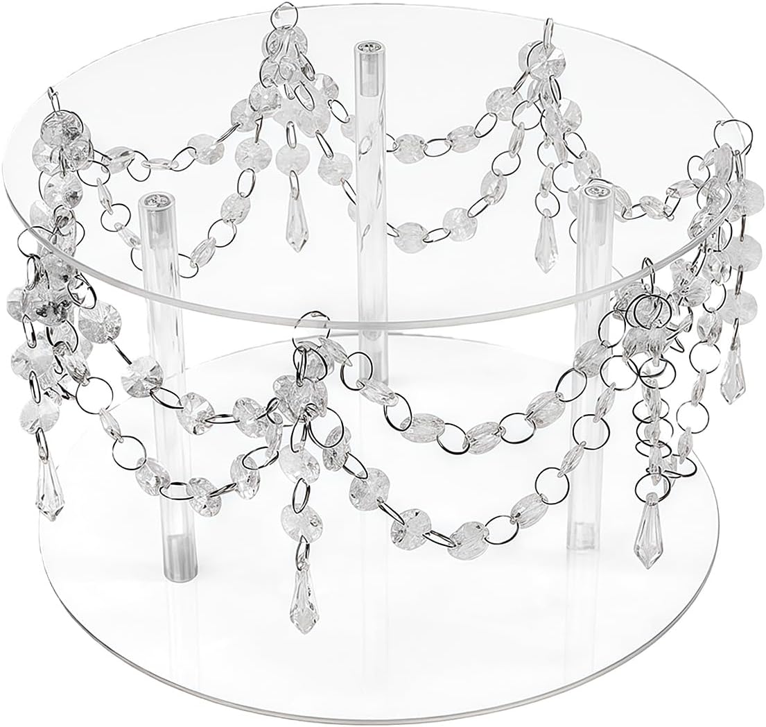 Elegant Crystal Beads Design Acrylic Dessert Display Stand Cake Cupcake Holder for Baking Decors and Special Event Wedding Cupcake Stand